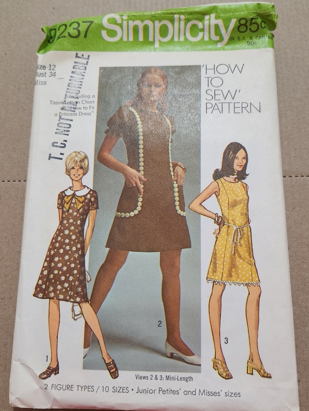 Vintage Simplicity 9237 Brown and Yellow Women's Dress Pattern